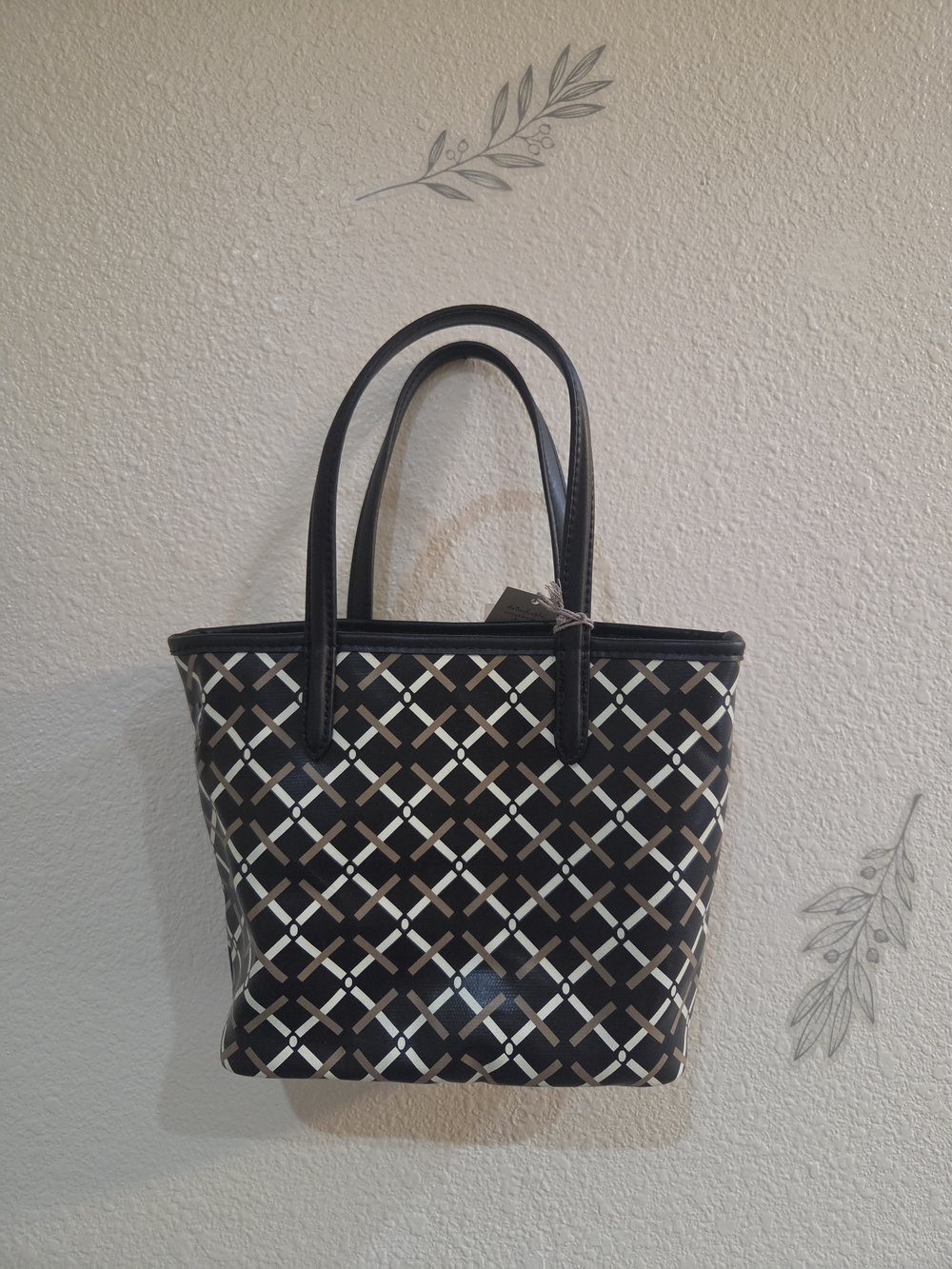 A New Day Black Patterned Mini Tote Bag